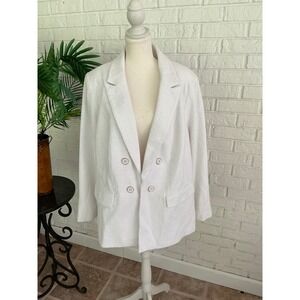 Liz Claiborne Blazer Women 20W White NWT Tweed Wool Blend Double Breasted Lined